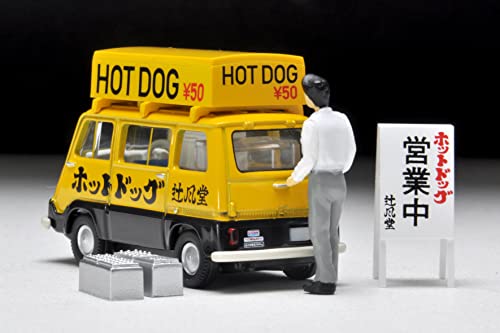 1/64 Scale Tomica Limited Vintage TLV-201a Subaru Sambar Light Van Hot Dog Shop (Yellow / Black) with Figure