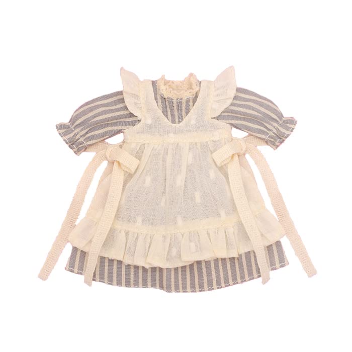 Produced by Junie Moon Dear Darling Fashion for Dolls Pintuck Dress with Apron (20cm Doll Size) Gray