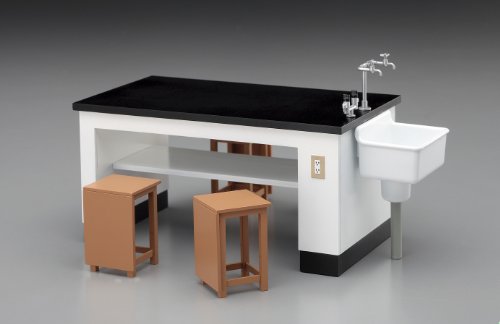 Salle de sciences Bureau et chaises - 1/12 échelle - 1/12 Accessoire Figure posable - Hasegawa