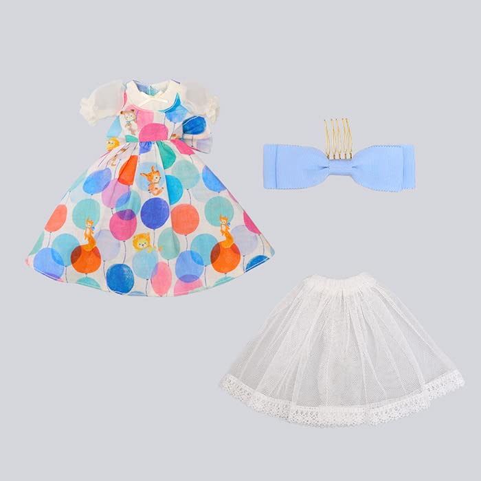Produced by Junie Moon Dear Darling Fashion for Dolls Balloon Pattern One-Piece Dress Set (22cm Doll Size) Blue