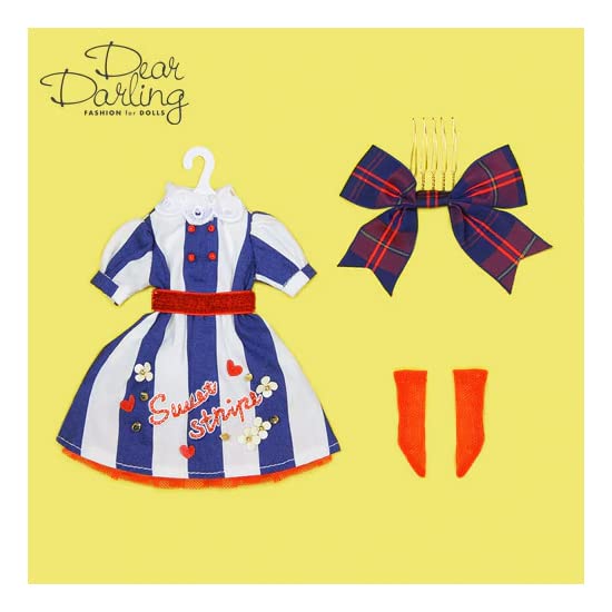 Produced by Junie Moon Dear Darling Fashion for Dolls Sandy Stripe Dress Set (22cm) Navy