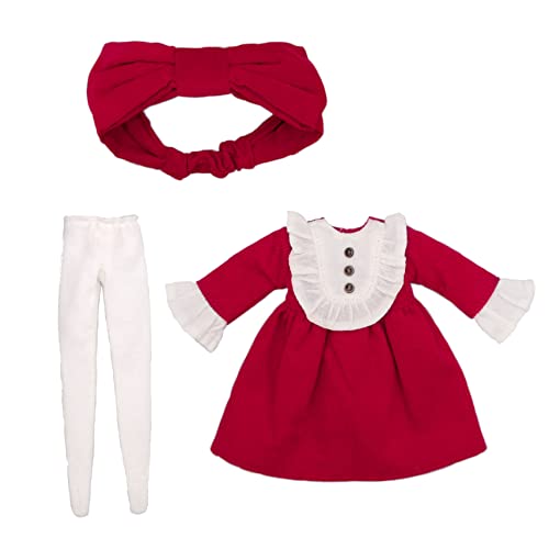 【Cross World Connections】Produced by Junie Moon Dear Darling Fashion for Dolls Frill Yoke Dress Set (22cm Doll Size) Red