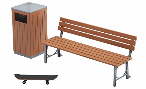 Park Bench and Trash Can,-1/12 scale-1/12 Posable Figure Accessory-Hasegawa