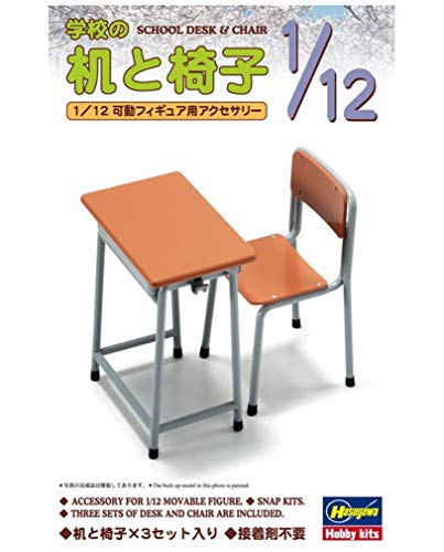 School Desks and Chairs - 1/12 scale - 1/12 Posable Figure Accessory - Hasegawa