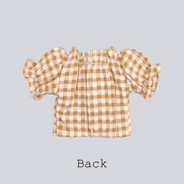 Produced by Junie Moon Dear Darling Fashion for Dolls Gingham Cutsew (22cm Doll Size) Brown