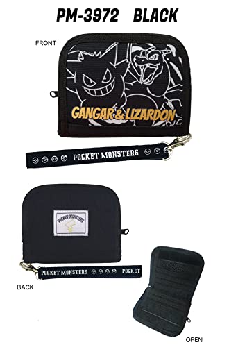 "Pokemon" Round Wallet Black (Gengar & Charizard) PM-3972-BK