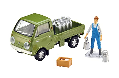 1/64 Scale Tomica Limited Vintage TLV-198a Mazda Porter Cab Three-way Open (Green) with Figure