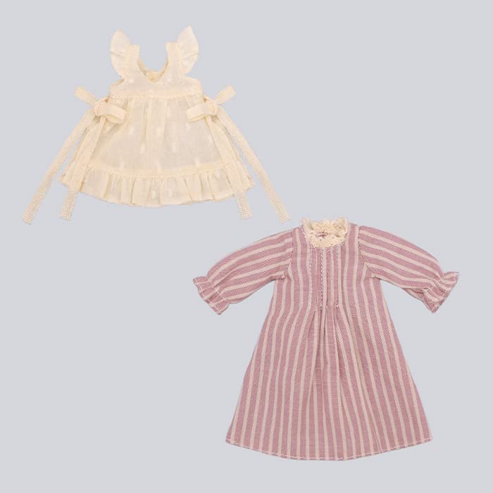 Produced by Junie Moon Dear Darling Fashion for Dolls Pintuck Dress with Apron (20cm Doll Size) Lavender