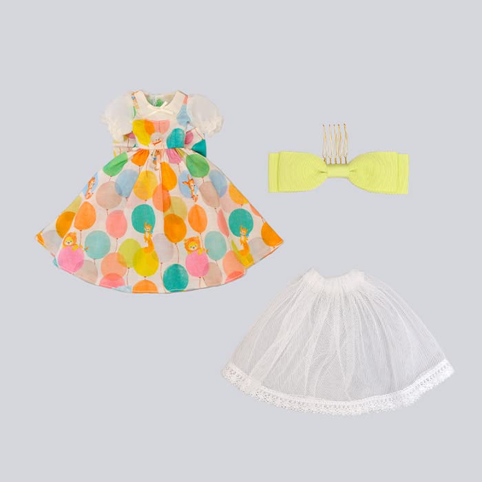 Produced by Junie Moon Dear Darling Fashion for Dolls Balloon Pattern One-Piece Dress Set (22cm Doll Size) Yellow
