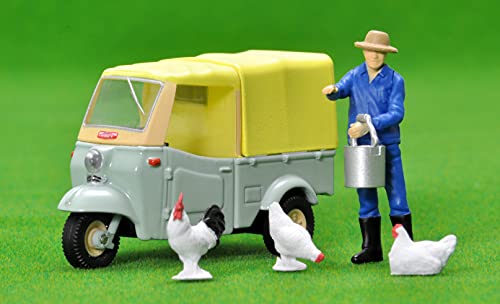 1/64 Scale Tomica Limited Vintage TLV-143d Daihatsu Midget (Yellow Green / Beige) with Figure