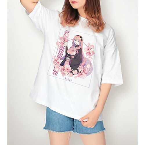 "Hatsune Miku" Sakura Miku Original Illustration Megurine Luka Art by kuro Big Silhouette T-shirt (Unisex L Size)
