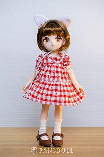 Pansdoll Candy House Series Daisy Red Plaid Dress 1/6 Scale Doll