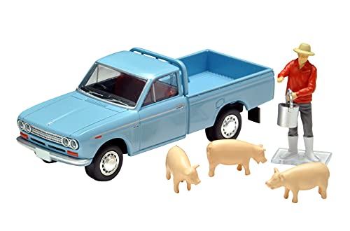 1/64 Scale Tomica Limited Vintage TLV-195b Datsun Truck 1500 Deluxe (Light Blue) with Figure