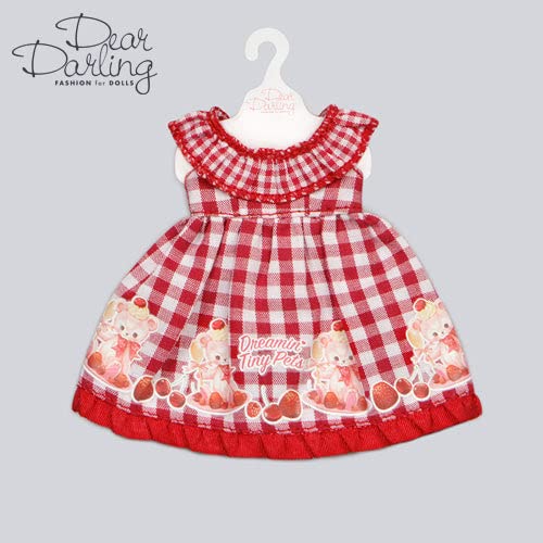 Produced by Junie Moon Dear Darling Fashion for Dolls MAKI Gingham Dress for 20cm Dolls Red