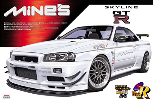 Skyline Mine's R34 Skyline GT-R (versione R versione R versione R) - Scala 1/24 - Nissan Skyline R34 GT-R - Aoshima