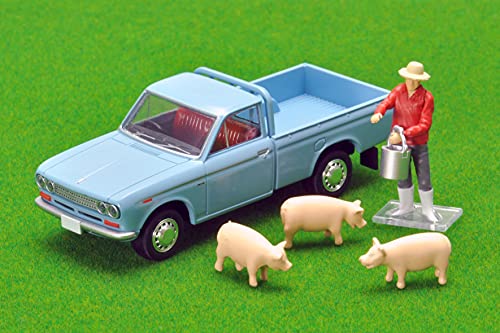 1/64 Scale Tomica Limited Vintage TLV-195b Datsun Truck 1500 Deluxe (Light Blue) with Figure