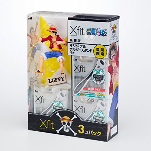 Luffy Xfit 5-blade razor One Piece Pack of 3 with holder stand