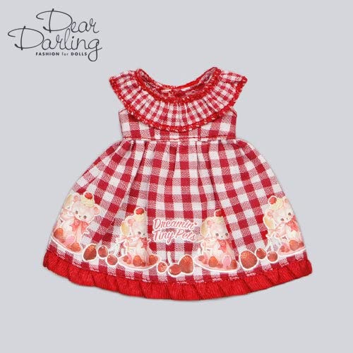 【Cross World Connections】Produced by Junie Moon Dear Darling Fashion for Dolls MAKI Gingham Dress for 20cm Dolls Red