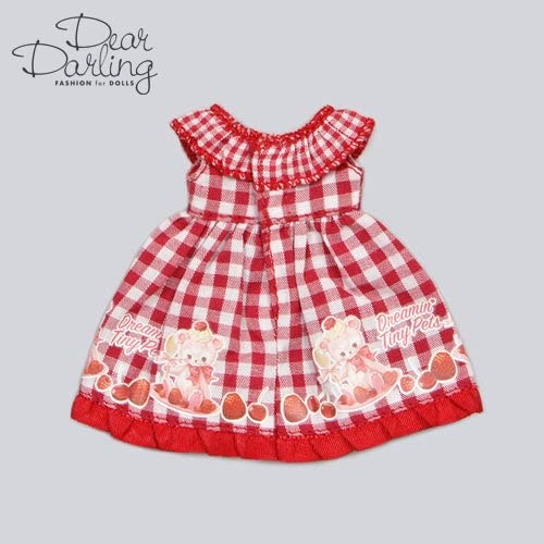 Produced by Junie Moon Dear Darling Fashion for Dolls MAKI Gingham Dress for 20cm Dolls Red