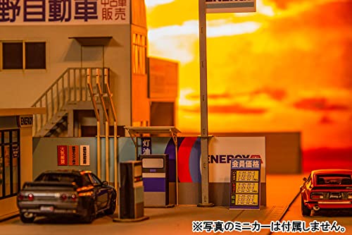 1/64 Scale Paper Kit Gas Station in Town (Sanko Sekiyu)
