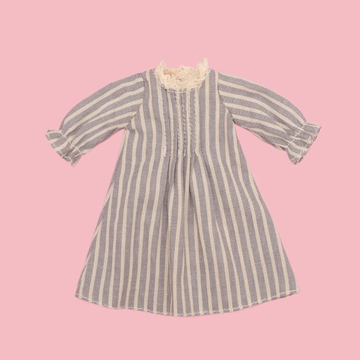 Produced by Junie Moon Dear Darling Fashion for Dolls Pintuck Dress with Apron (20cm Doll Size) Gray