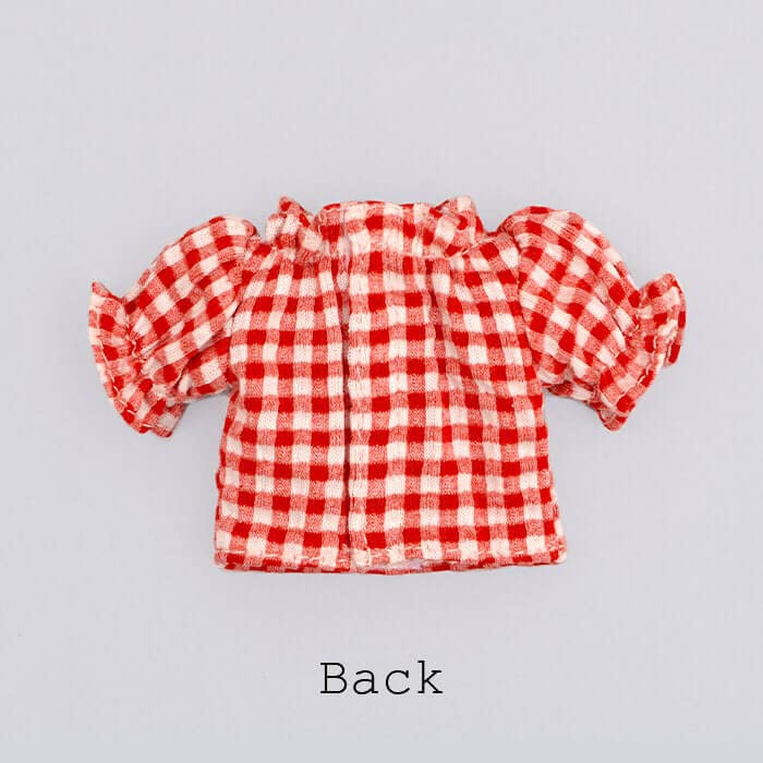 Produced by Junie Moon Dear Darling Fashion for Dolls Gingham Cutsew (22cm Doll Size) Red