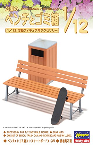 Park Bench and Trash Can,-1/12 scale-1/12 Posable Figure Accessory-Hasegawa