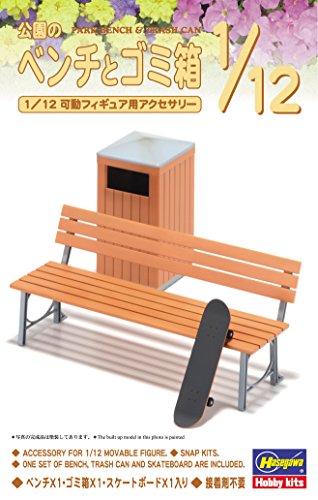 Park Bench e Trash Can, - 1/12 scala - 1/12 Posable Figure Accessory - Hasegawa