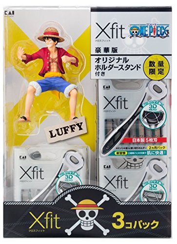 Luffy Xfit 5-blade razor One Piece Pack of 3 with holder stand