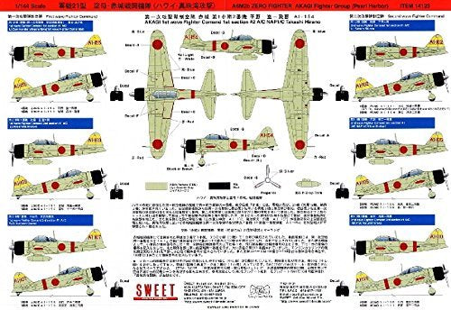 A6M2B ZERO ZEROGHER AKAGI FONKER GROUPER (PEARL HARBOR) 3PCS SET - 1/144 Échelle - Sweet