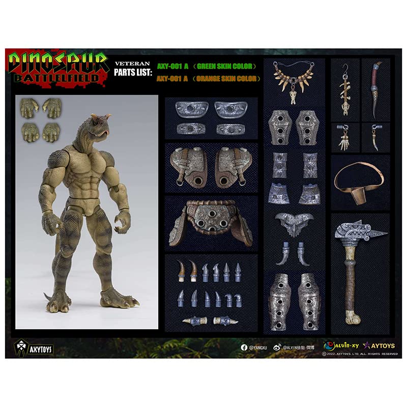 AXYTOYS "THE DINOSAUR BATTLEFIELD" AXY001A VETERAN SOLDIER (ORANGE) 1/12 SCALE ACTION FIGURE