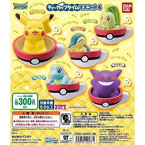 Pokemon Tea Cup Time Mascot 4 Pocket Monsters Sun & Moon - Bandai