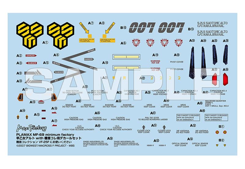"Macross Frontier" PLAMAX MF-69 minimum factory Saotome Alto with VF-25F Decal Set